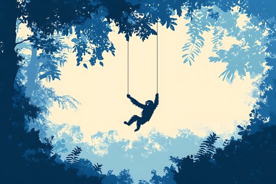 Silhouette of a swinging tarzan