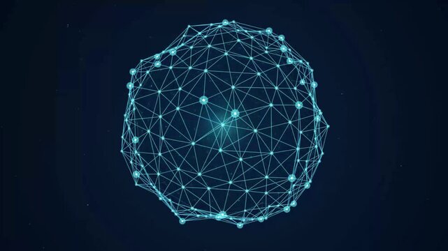 Rotating Blue Plexus Network Sphere Abstract Digital Technology Loop Animation