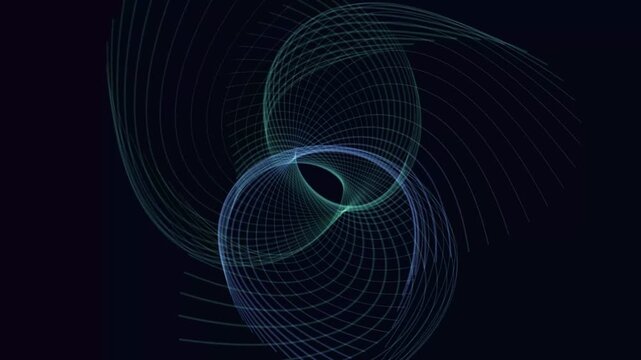 Abstract Blue Green Geometric Line Wave Spiral Loop Motion Graphics Background