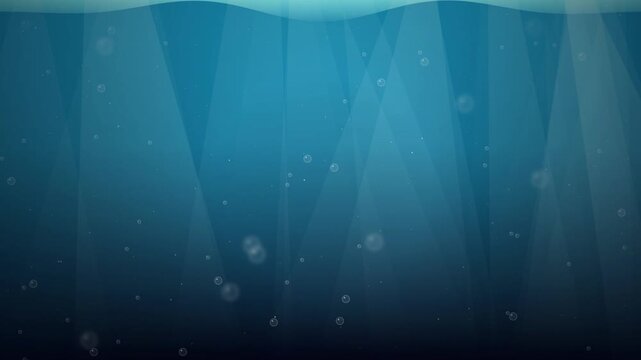 Deep Blue Underwater Ocean Motion Graphic Background with Light Rays and Bubbles Loop