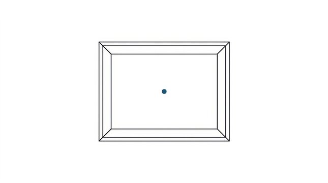 Simple rectangular frame outline with a dark blue center point