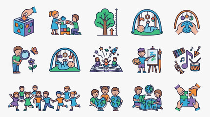 Fototapeta premium Illustrated Group Activities and Community Events.