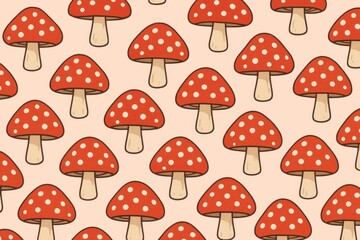 Obraz premium Whimsical red mushroom pattern.