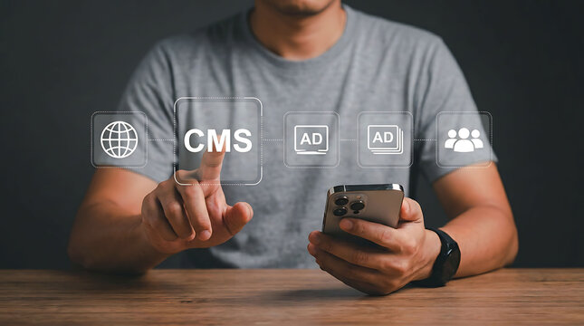 Content Management System CMS Mobile Interface for Digital Advertising