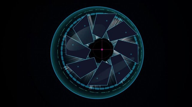 Futuristic Sci-Fi HUD Circular Interface Rotating Aperture Motion Graphics Loop