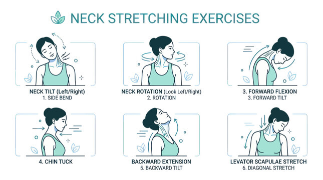 Neck Stretching Exercises for Relief and Flexibility - Infographic