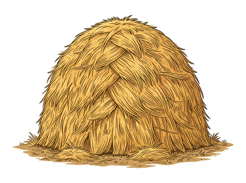 Golden haystack vector illustration on white background