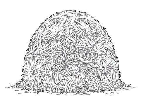 Agricultural haystack vector line art drawing