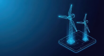 Obraz premium Digital Wind Turbine Energy Generation Technology Blueprint