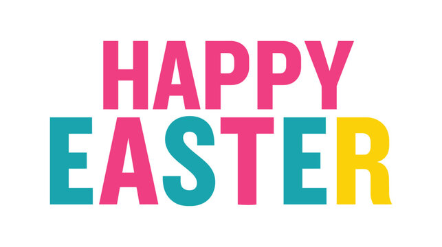 Easter typography colorful flat holiday design with colorful