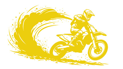 Motocross racer speeding through dust trail on a dirt bike © Muhammad