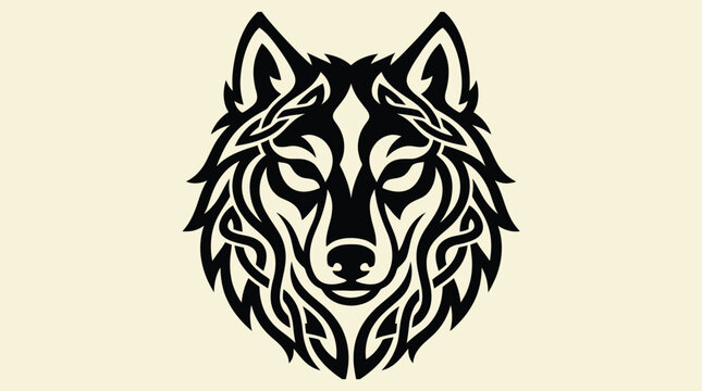 Celtic Wolf Head Plasma Cutting Vector