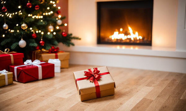 festive Christmas gifts, presents boxes