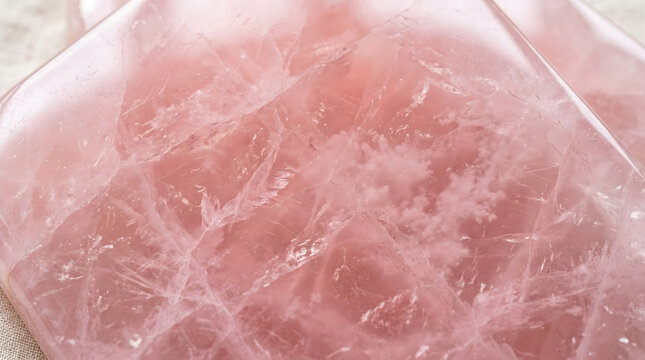 Polished rose quartz surface pink translucent texture