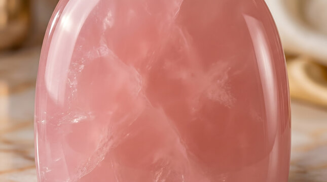 Polished rose quartz surface pink translucent texture