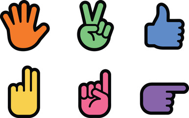 Fototapeta premium Colorful Hand Gesture Icons Set for Communication