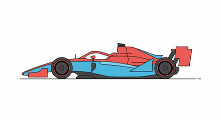 Naklejka premium A blue and red race car on a white background
