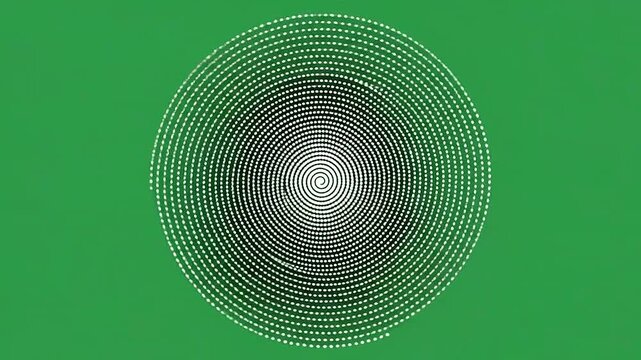 White dotted spiral pattern on a solid green background