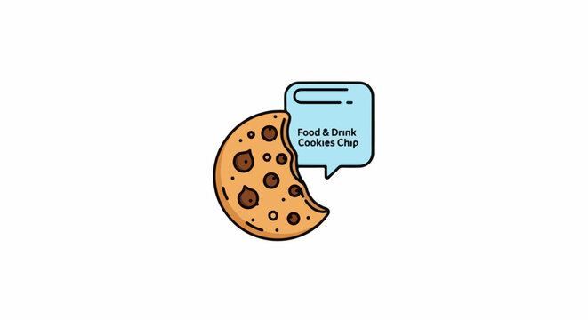 A cartoon chocolate chip cookie with a speech bubble