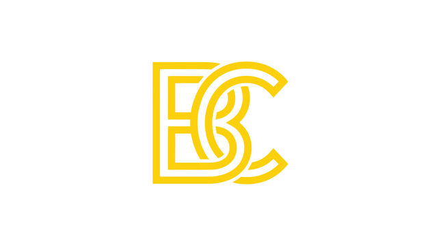 Interlocking yellow monogram letters b and c in a linear style