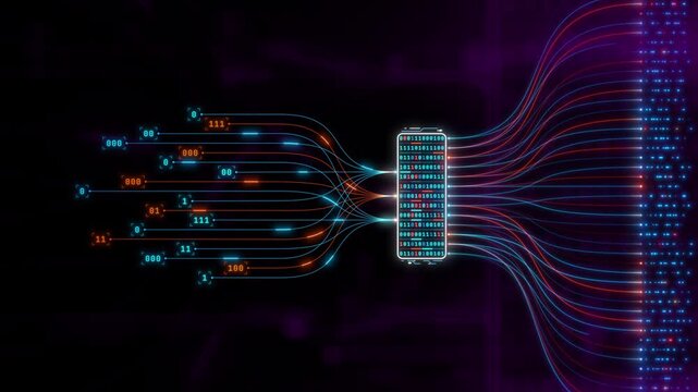 AI Infrastructure Network Processing Binary Data Flow Through Intelligent Digital Architecture Animation