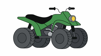 Fototapeta premium A cartoonish green four-wheeler ATV with black seat and tires