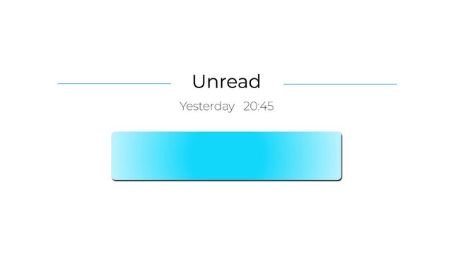 minimal unread inbox ui animation with date time display and message panel.