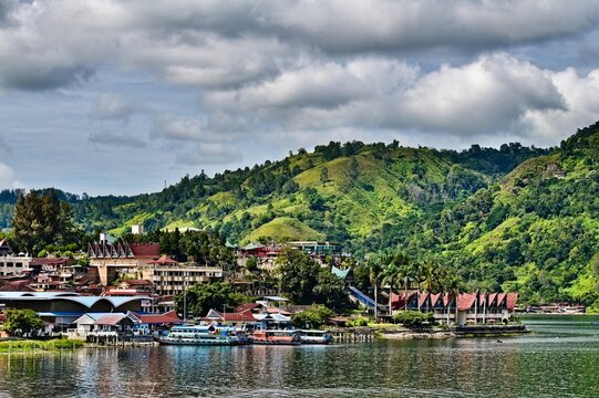 Tropical panorama on the shores of Parapat