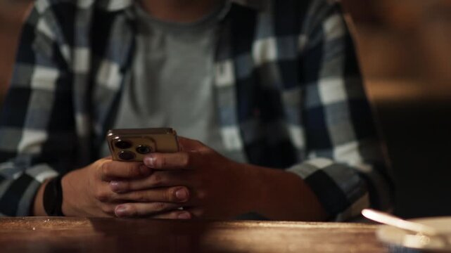 Close Up Hand Typing Chat Message on Smartphone