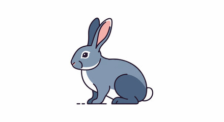 Fototapeta premium A cartoon-style illustration of a blue rabbit with white markings