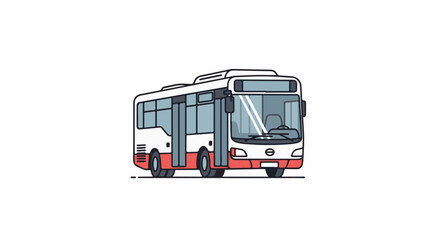 Fototapeta premium A cartoon-style illustration of a white and red double-decker bus