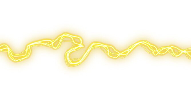 Abstract Yellow Electric Light Wave Streak Isolated on Transparent Background