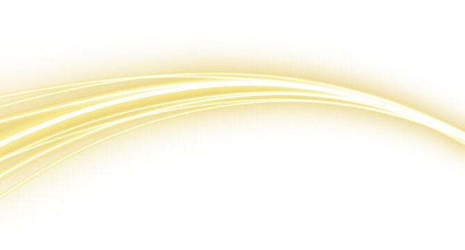 Golden Curved Light Trail Isolated on Transparent Background