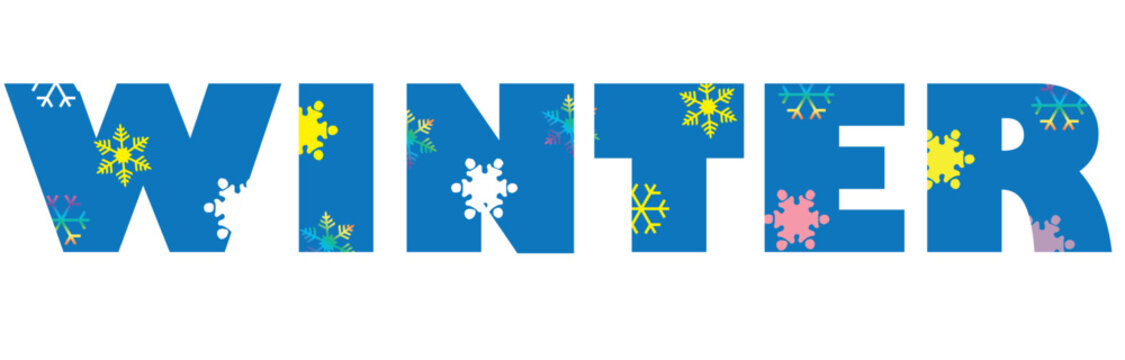 雪の結晶とウインターのタイポグラフィ
