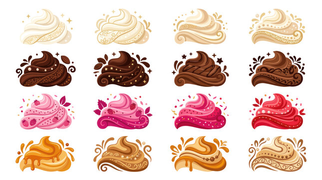 Ornate dessert swirls with chocolate vanilla and berry flavors