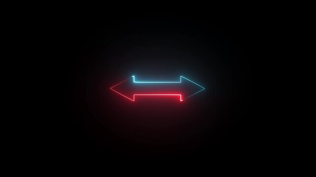 Abstract glowing neon arrow icon animation on black background. motion graphics video 4 k animation...