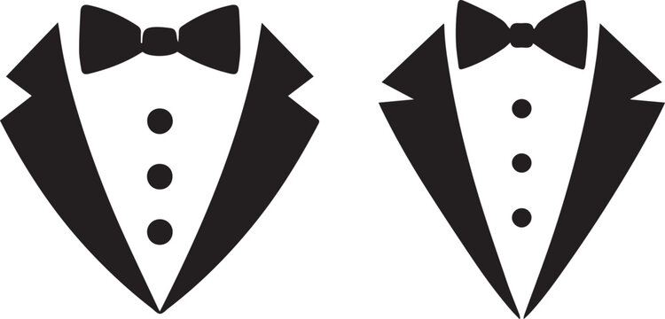 Black and white tuxedo bow tie icons facing opposite directions Vector