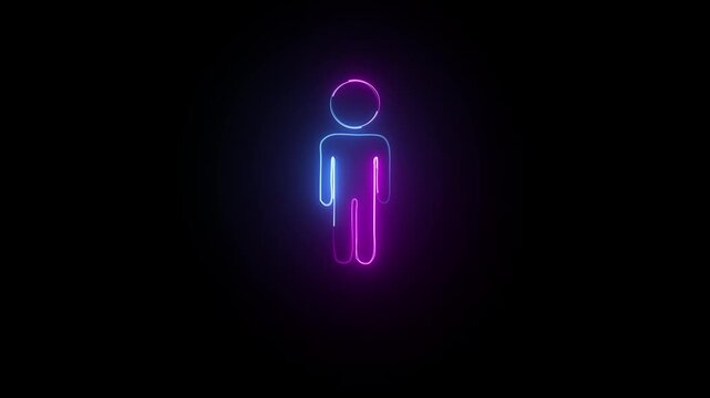 Icons concept. Glowing neon man icon animation. Animated icon on background, alpha channel. people man icon glowing animation saber video on 4 k ...