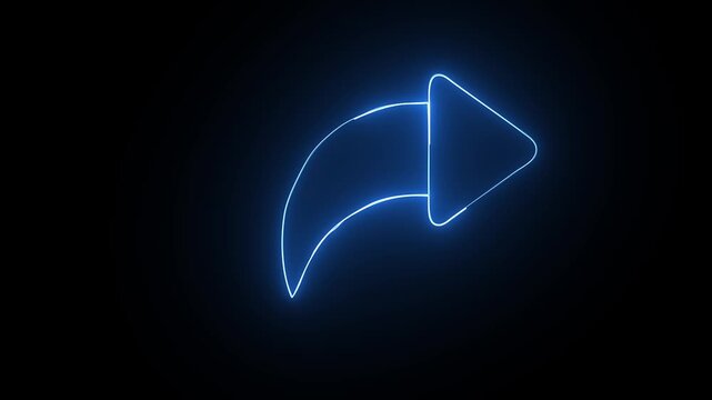 Neon turn arrow icon flat style saber animation on black background.4 k...