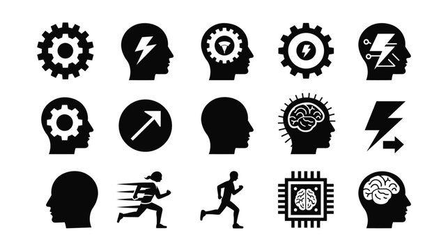 Icon vector set representing human cognitive intelligence