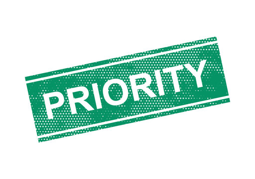 Green priority stamp isolated on white background isolated on transparent background