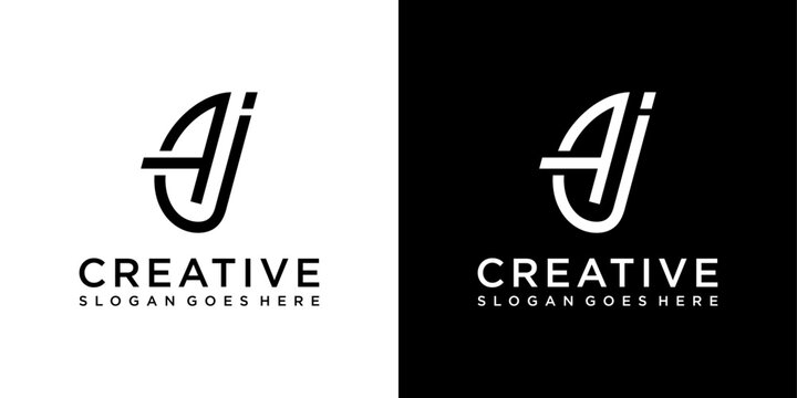 AJ or JA initial letter logo design vector