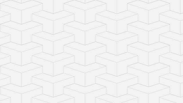 Light gray background, with a repeating, geometric pattern of, interlocking 3d, isometric cube shapes