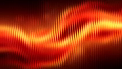 Fiery abstract wave pattern with warm golden light flowing through textured glass background © CreativeArtnest