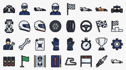 Naklejka premium Corporate Racing and Automotive Innovation Symbols Collection for Branding and Team Merchandise