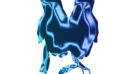 A shiny blue rooster stands proudly on a surface with a transparent background. © Monirul