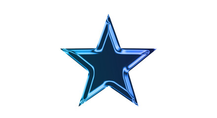 Obraz premium A shiny blue star with metallic gradient effect on transparent background