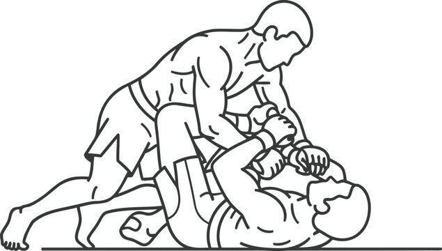 Two men practicing brazilian jiu jitsu grappling move