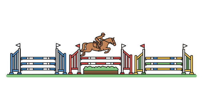 Horse jumping over obstacle in showjumping competition with showjumping equestrian competition obstacle training recreation activity performance