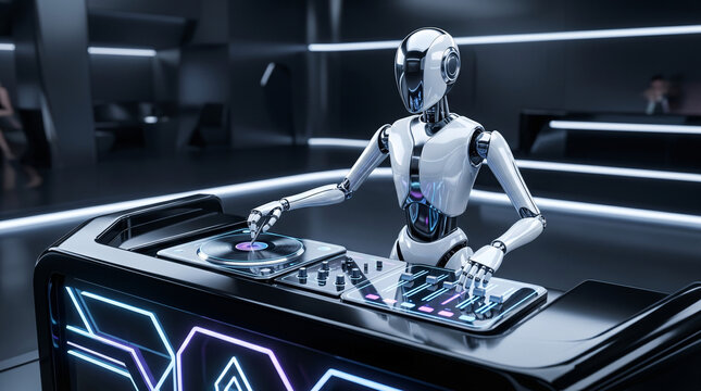 Robot DJ Mixant sur une Console Professionnelle